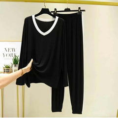 Contrast Neck-Style 2-Pcs Lounge And Night Wear Suit. WLW-10