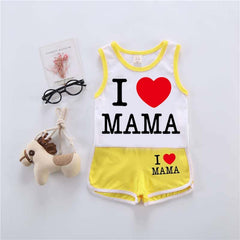 I Love MAMA Kids Sando Style 2-Pcs Summer Suit. (SD+SH)