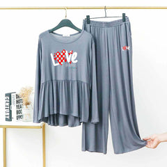 Peplum-Style Big-Printed 2-Pcs Lounge And Night Wear Suit. WLW-11