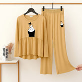 Peplum-Style Big-Printed 2-Pcs Lounge And Night Wear Suit. WLW-11