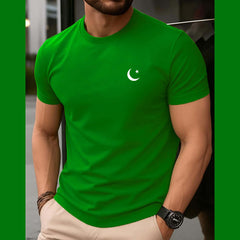 Green CT Logo Printed R-Neck Half Sleeve Azadi Tshirt.