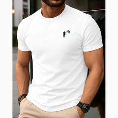 White Hold Flag Logo Printed R-Neck Half Sleeve Azadi Tshirt.