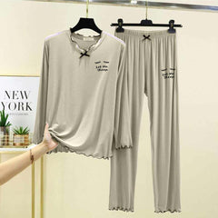 Tie Piko-Style Logo-Printed 2-Pcs Lounge And Night Wear Suit. WLW-16