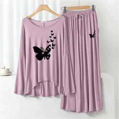 Plazo-Style Big-Printed 2-Pcs Lounge And Night Wear Suit. WLW-08