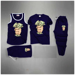 Blue Dollar Capture Printed Bundle Of 4 Dry-Fit Complete Summer Deal.