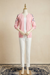 Sleeves Flower Printed Winter Zipper Jacket.