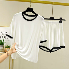Contrast-Tape Short Style 2-Pcs Summer Launge & Night Wear Suit. WLW-04