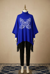 Butterfly Printed Bat-Wing Style Viscose Poncho.