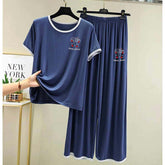 Contrast Tape-Style Logo-Printed 2-Pcs Lounge And Night Wear Suit. WLW-07