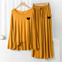 Plazo-Style Logo-Printed 2-Pcs Lounge And Night Wear Suit. WLW-08