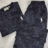 Heart Textured Horse Logo Printed Style Western 2-Pcs Summer Tracksuit For Her. WSTS-08