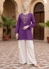 Embroidered Kurta with Cargo Pants