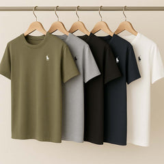 Polo Horse Printed Bundle Of 5 R-Neck Half Sleeve Summer Tshirt's. Deal-02