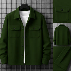 Double Pocket Collar Style Casual Fleece Winter Button Jacket MWJ-01-V2