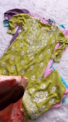 Women Hand Embroidered Chikankari Modal Kurta Set-AL360OKS