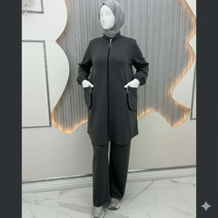 Zipper Pocket's Jacket Style Premium Quality Winter 2-Pcs Tracksuit For Her. WWTS-56