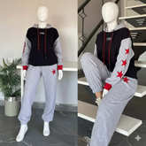 TH Contrast Hoodie Style Premium Quality Winter 2-Pcs Tracksuit For Her. WWTS-50