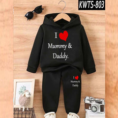 I love Mummy and Daddy Kids Hoodie Style 2-Pcs Winter Track-Suit. KWTS-803