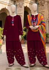 Premium Cotton Viral Women Embroidered Mirror Work 3-Piece suit