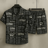 All-Over News-Paper 3D Printed Premium Quality Dry-Fit 2-Pcs Summer Suit. MS3D-15