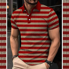 Imported 3D Stripe Printed Style Half-Sleeve Polo Summer Tshirt. MS3DP-102