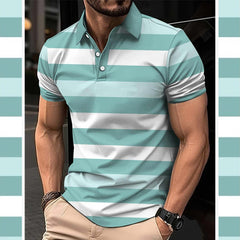 Imported 3D Stripe Printed Style Half-Sleeve Polo Summer Tshirt. MS3DP-103