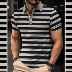 Imported 3D Stripe Printed Style Half-Sleeve Polo Summer Tshirt. MS3DP-107