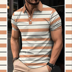 Imported 3D Stripe Printed Style Half-Sleeve Polo Summer Tshirt. MS3DP-109
