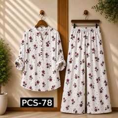 Binara Printed Western Shirt Style 2-Pcs Stiched Co-Ord Set. PCS-78