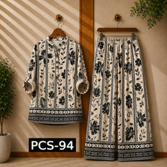 Binara Printed Western Shirt Style 2-Pcs Stiched Co-Ord Set. PCS-94