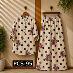 Binara Printed Western Shirt Style 2-Pcs Stiched Co-Ord Set. PCS-95