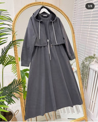 Drop Shoulder Short Hooded Maxi Style 2-Pcs Winter Co-Ord Set. WWTS-16