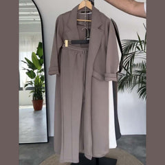 Long Trench Coat Style 2-Pcs Winter Co-Ord Set. WWTS-08 V2