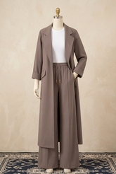 Long Trench Coat Style 3-Pcs Winter Co-Ord Set. WWTS-1008