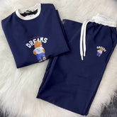 Blue Bear Dreams Drop-Shoulder Style 2-Pcs Summer Dry-Fit Tracksuit For Her. WSTS-02