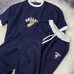 Blue Bear Dreams Drop-Shoulder Style 2-Pcs Summer Dry-Fit Tracksuit For Her. WSTS-02