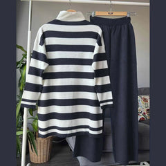 High Neck Stripe Printed Premium Quality Winter 2-Pcs Tracksuit For Her. WWTS-05