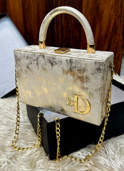 Branded Structured Crossbody with Long Chain