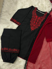 Black Embroidered 3 Pcs Suit - Eid Collection