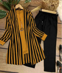 Stylish Stitched Coat/Gown 3 Pcs (Gown+Shirt+Trouser) Casual Dresses For Women,