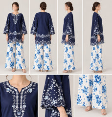 2 Pcs Women’s Stitched Cotton Embroidered Suit