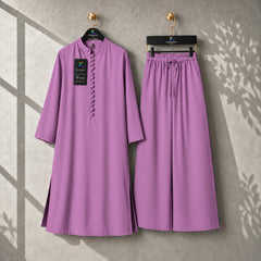 Karizma Solid Long Shirt & Plazo Style 2-Pcs Stiched Co-Ord Set.
