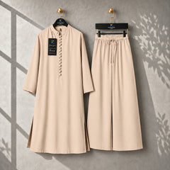 Karizma Solid Long Shirt & Plazo Style 2-Pcs Stiched Co-Ord Set.
