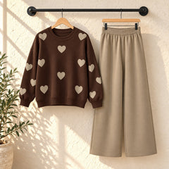 Heart Printed Sweat Style Premium Quality 2-Pcs Winter Tracksuit For Her. WWTS-20 V2