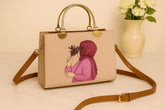 Metal Handle Hijab Girl Printed Crossbody & Handbag