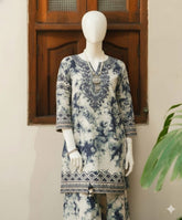 Blue Tie & Dye Digital Printed Imported Crepe 2 Pcs Suit-WWF-1115