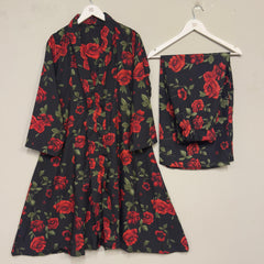 Floral Printed Long Shirt 2pcs Stitched Suit