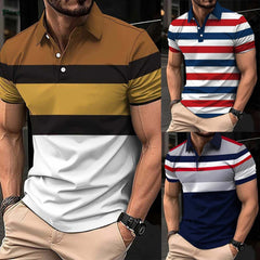 Bundle Of 3 Imported 3D Stripe Printed Style Half-Sleeve Polo Summer Tshirt's. MS3DP-104+106+110