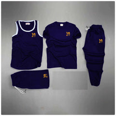 Blue Messi-10 Logo Printed Bundle Of 4 Dry-Fit Complete Summer Deal.