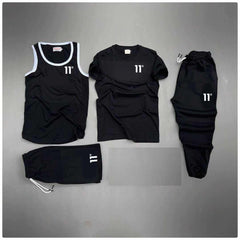 Black 11-Degree Logo Printed Bundle Of 4 Dry-Fit Complete Summer Deal.